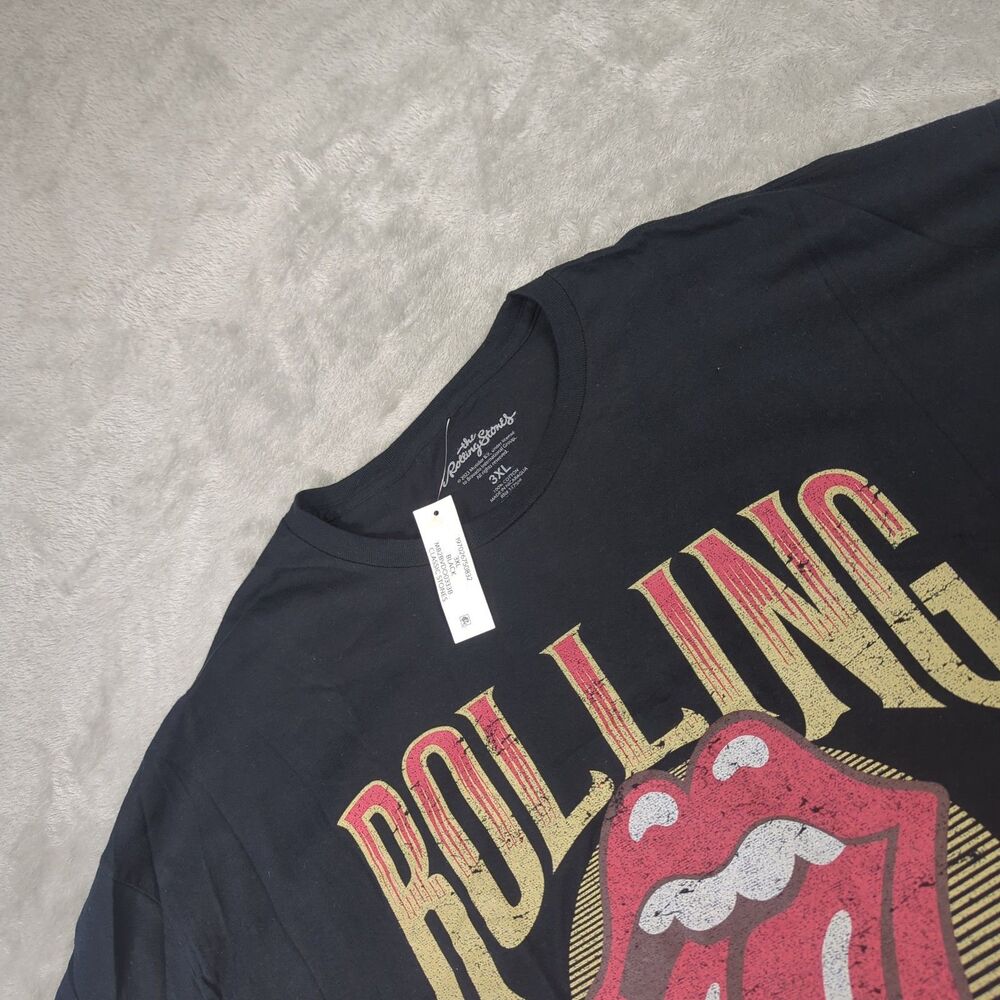 NWT The Rolling Stones Shirt Men 3XL Black Distressed Classic Tongue Graphic Tee